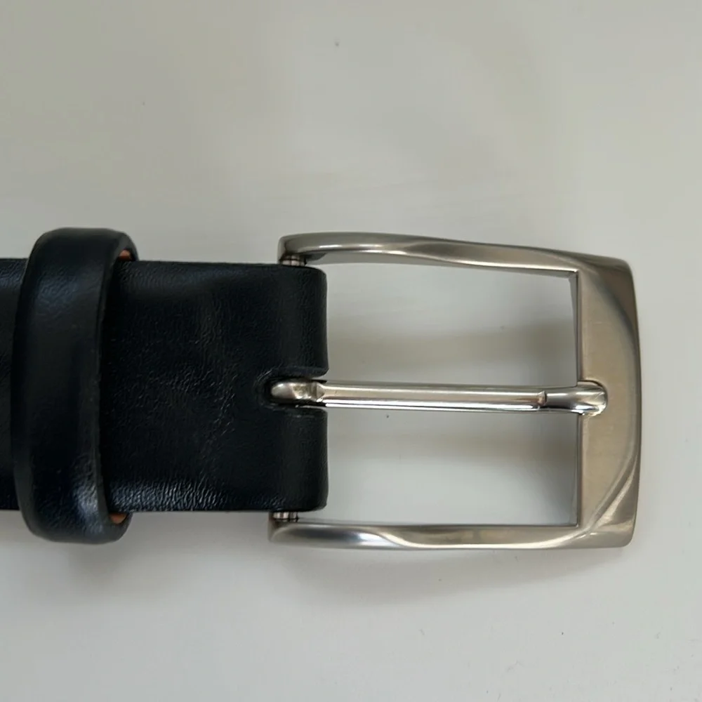 Martin Dingman Italian Calfskin Black Leather Belt Size 42